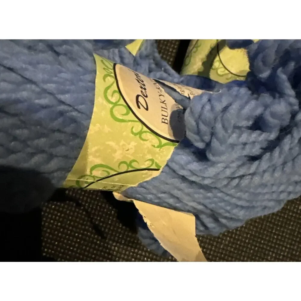 Lee Wards DEXTER Blue 3 Skeins VTG Yarn Bulky Knit Wool Nylon 2 oz each Knitting